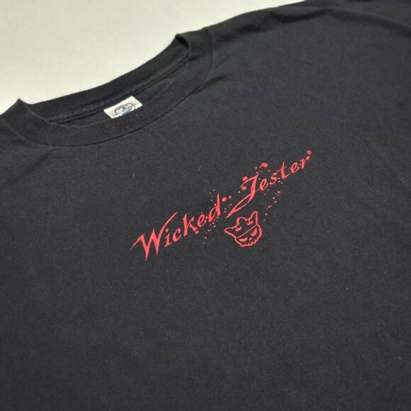Wicked Jester Graphic Tee ✦ Black & Red Delta Cotton ✦ 3XL Loose Fit Y2K Vintage - Picture 3 of 5